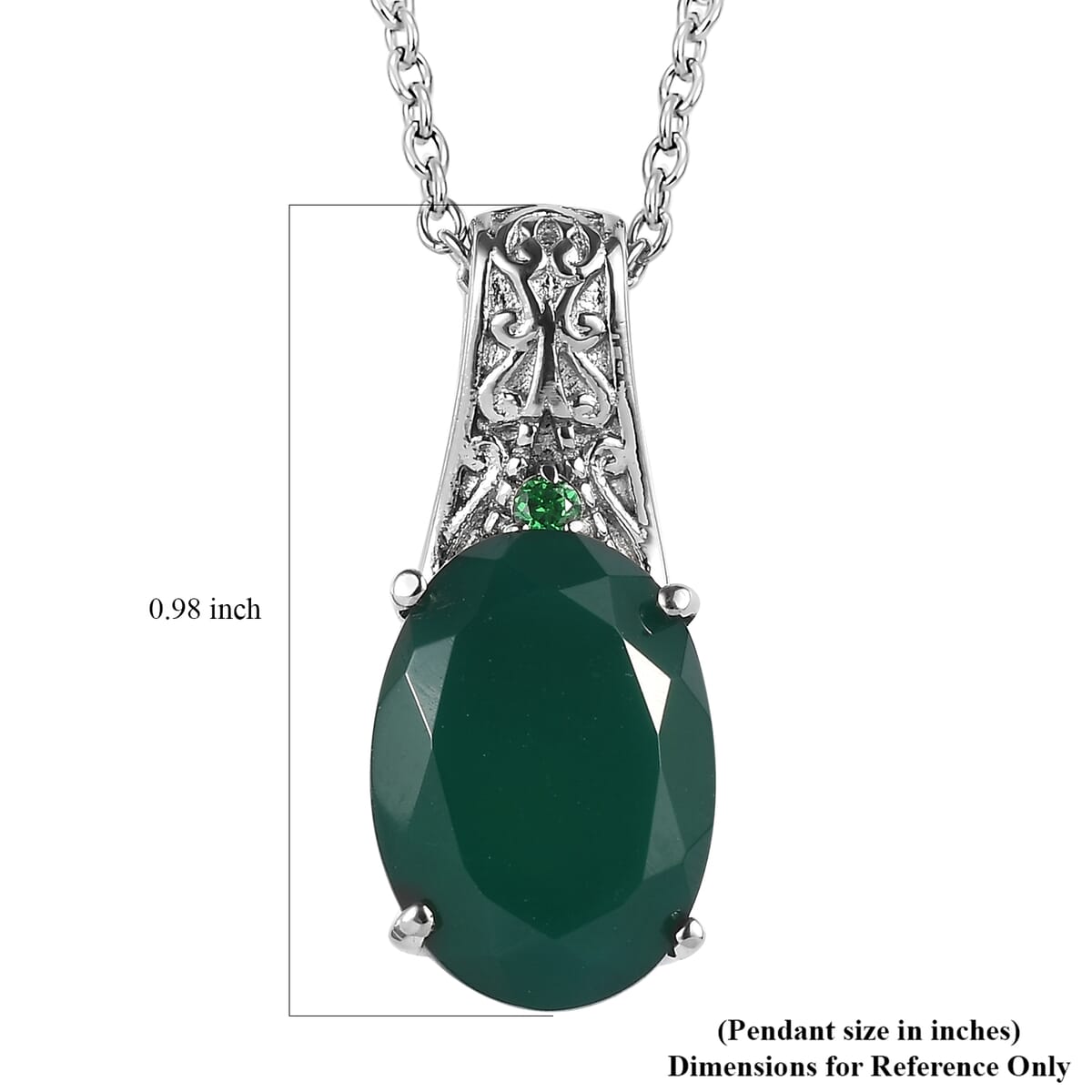 Verde Onyx 5.40 ctw Pendant Necklace in Stainless Steel 20 Inches image number 5