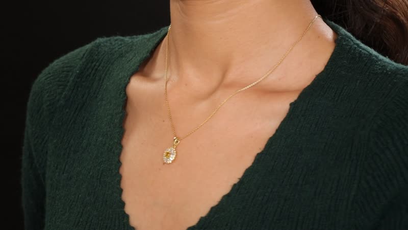 Madagascar Yellow Sapphire and Moissanite 1.20 ctw Snowflake Pendant Necklace 20 Inches in 18K Vermeil Yellow Gold Over Sterling Silver