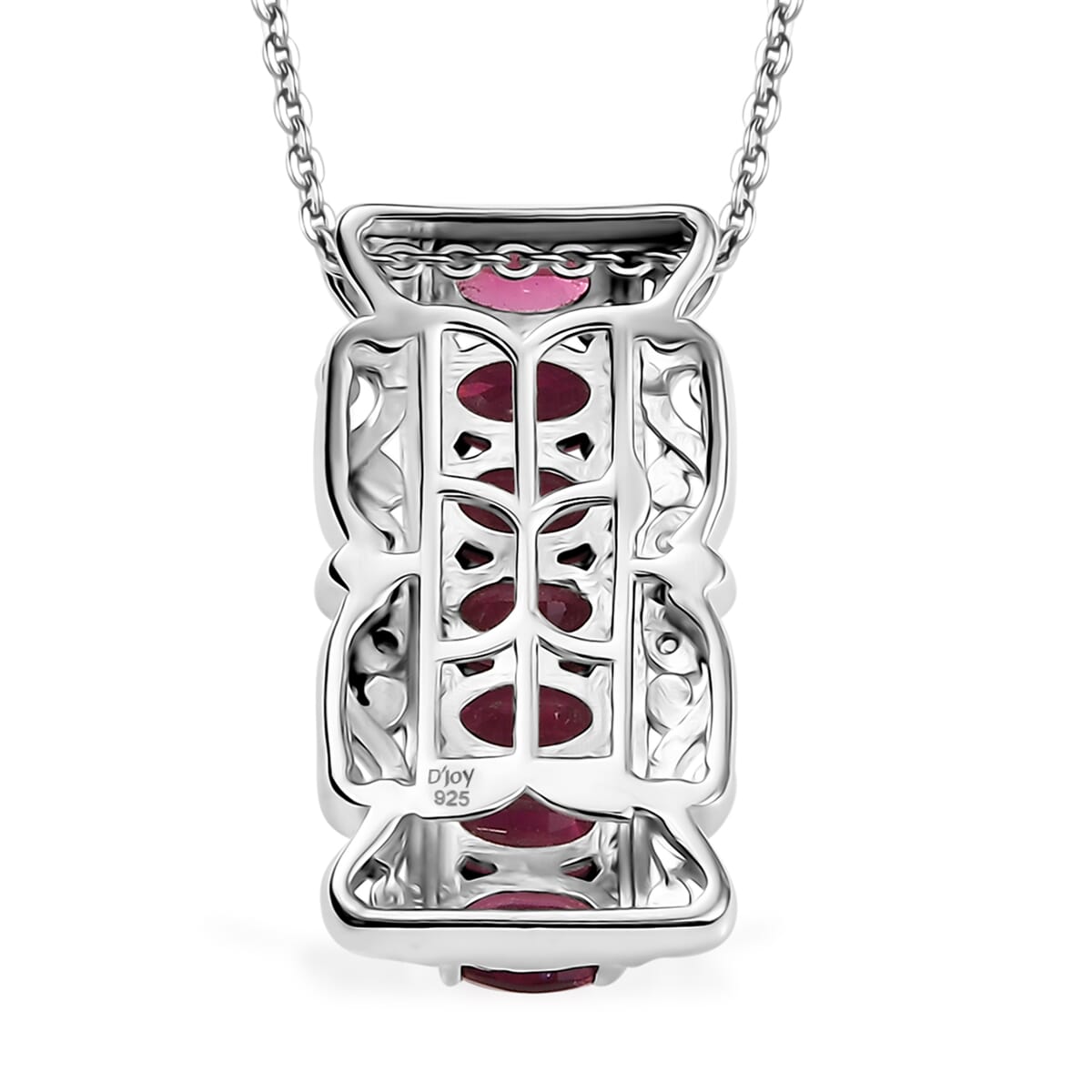 D'Joy Ouro Fino Rubellite and White Zircon 1.85 ctw Pendant Necklace 20 Inches in 18K Vermeil YG and Rhodium Over Sterling Silver  image number 4