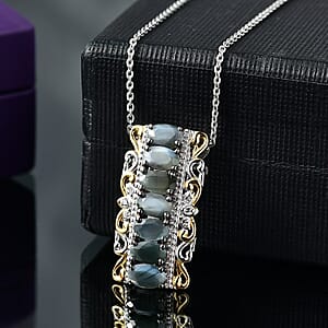 D'Joy Narsipatnam Alexandrite and White Zircon 1.85 ctw Rococo Filigree Pendant Necklace 20 Inches in 18K Vermeil YG and Rhodium Over Sterling Silver