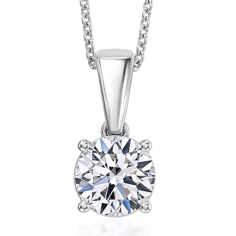 IGI Certified Luxuriant Lab Grown Diamond E-F VS 1.00 ctw Pendant Necklace in Platinum Over Sterling Silver 20 Inches