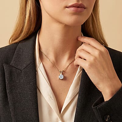 Luxuriant Lab Grown Diamond E-F VS 0.50 ctw Pendant Necklace in 14K Yellow Gold 20 Inches