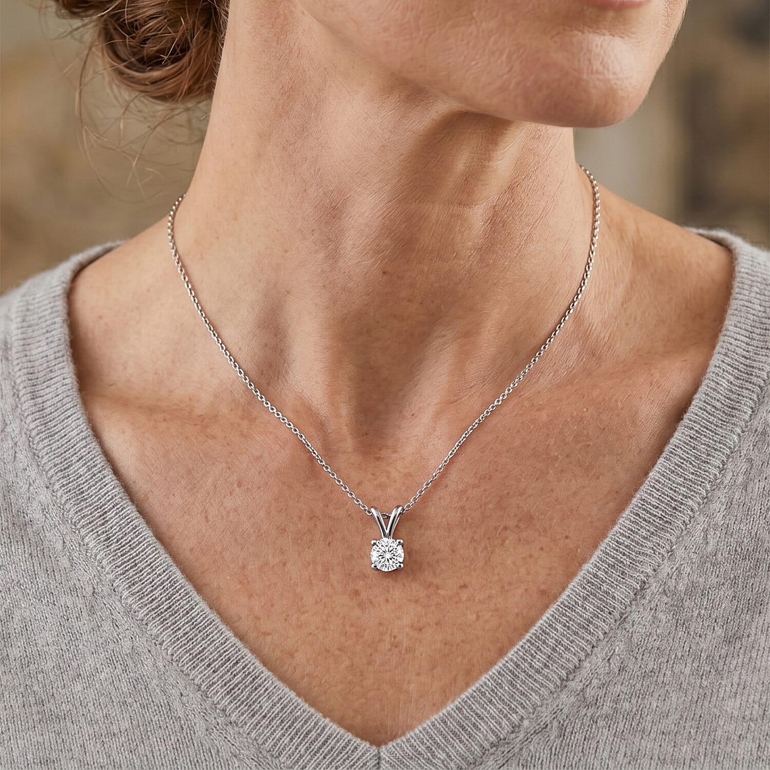 Luxuriant Lab Grown Diamond E-F VS 0.50 ctw Solitaire Pendant Necklace in 950 Platinum 20 Inches