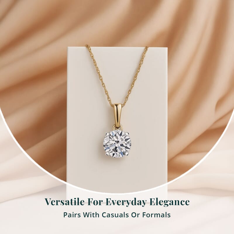 Luxuriant Lab Grown Diamond E-F VS 1.00 ctw Pendant Necklace in 14K Yellow Gold 20 Inches