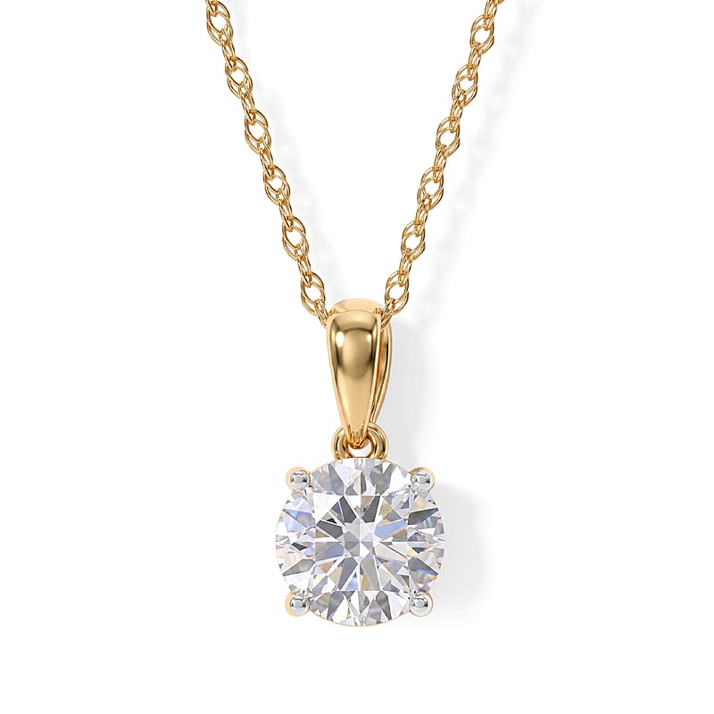 Luxuriant Lab Grown Diamond E-F VS 1.50 ctw Pendant Necklace in 14K Yellow Gold 20 Inches