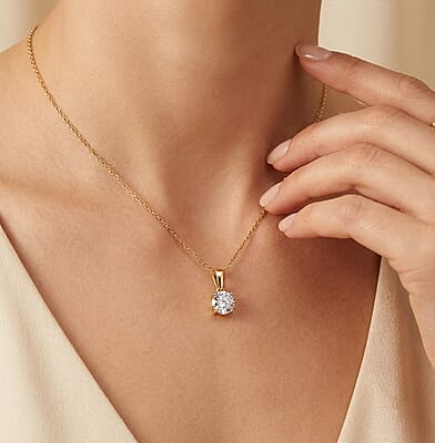 Luxuriant Lab Grown Diamond E-F VS 1.50 ctw Pendant Necklace in 14K Yellow Gold 20 Inches