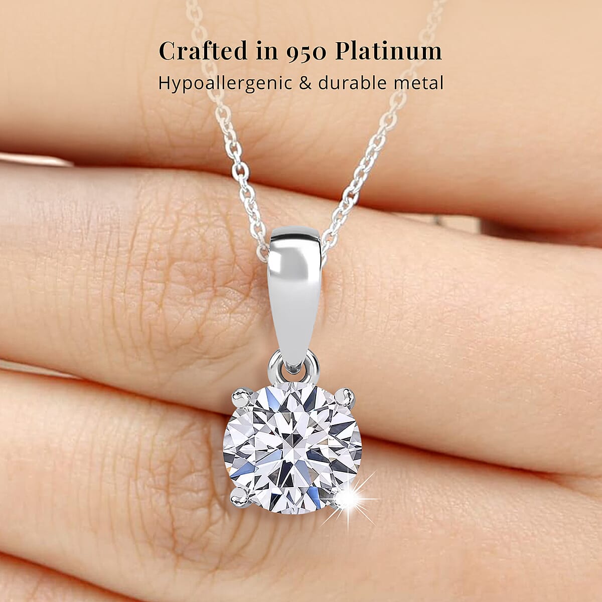 IGI Certified Luxuriant Lab Grown Diamond E-F VS 1.00 ctw Pendant Necklace in 950 Platinum 20 Inches image number 4