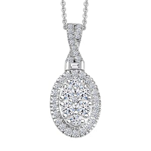 Luxuriant Lab Grown Diamond G-H SI 0.50 ctw Celestial Glow Pendant Necklace in Rhodium Over Sterling Silver in 20 Inches