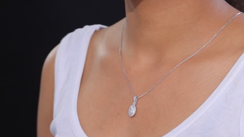 Luxuriant Lab Grown Diamond G-H SI 0.50 ctw Celestial Glow Pendant Necklace in Rhodium Over Sterling Silver in 20 Inches