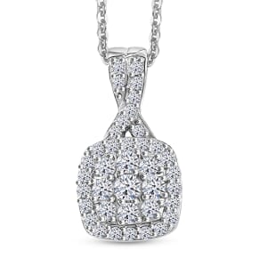 Luxuriant Lab Grown Diamond G-H SI 0.25 ctw Eternal Glow Pendant Necklace in Rhodium Over Sterling Silver 20 Inches