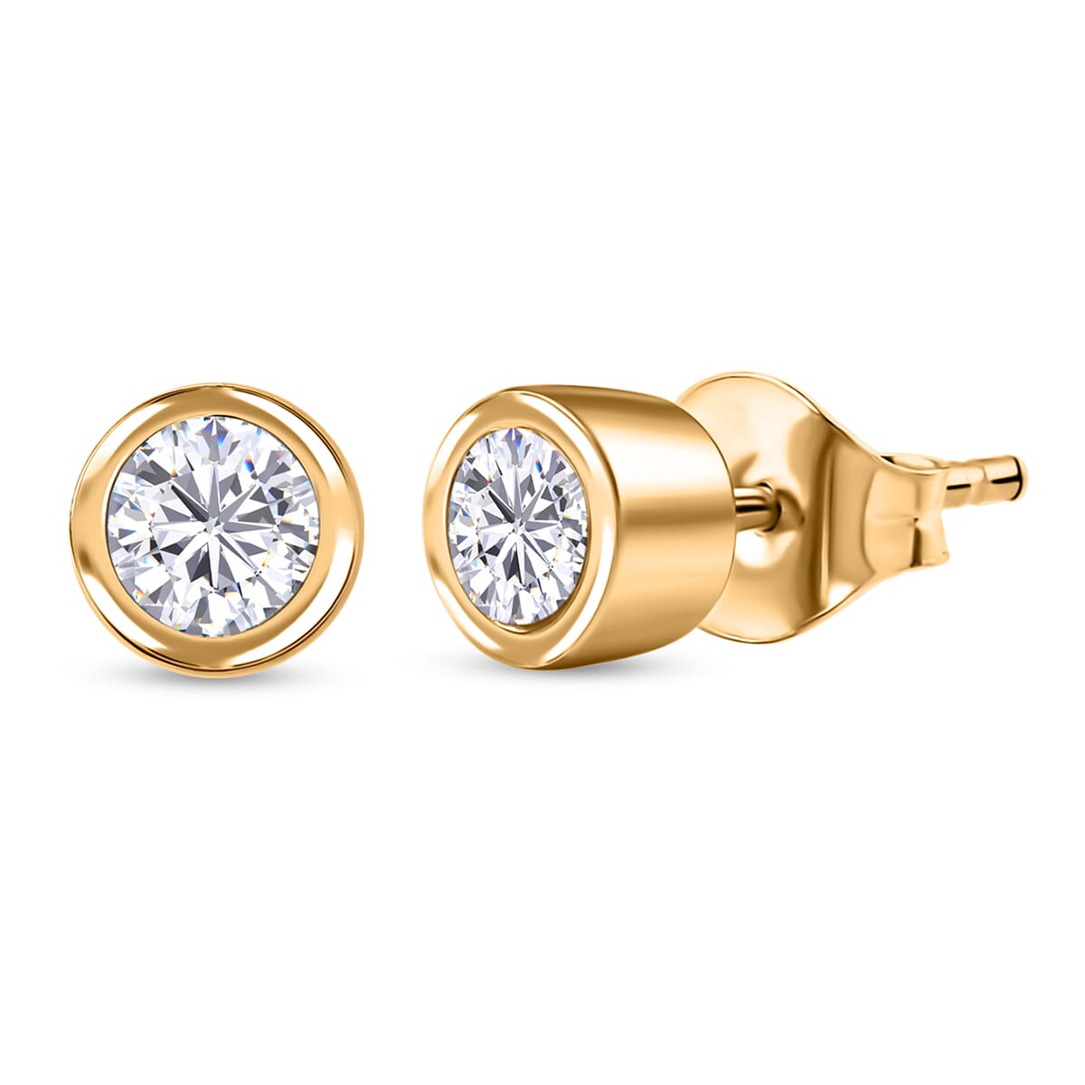 Luxuriant Lab Grown Diamond G-H SI 3.00 ctw Bracelet (8.0In) and Solitaire Stud Earrings in 18K Vermeil Yellow Gold Over Sterling Silver  image number 4