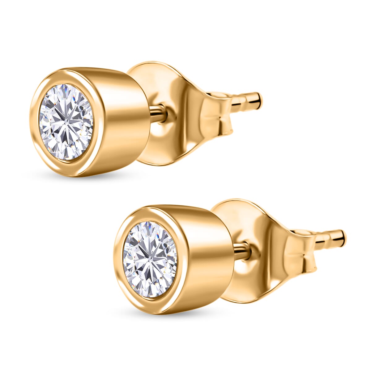 Luxuriant Lab Grown Diamond G-H SI 3.00 ctw Bracelet (8.0In) and Solitaire Stud Earrings in 18K Vermeil Yellow Gold Over Sterling Silver  image number 5