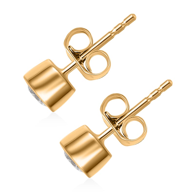 Luxuriant Lab Grown Diamond G-H SI 3.00 ctw Bracelet (8.0In) and Solitaire Stud Earrings in 18K Vermeil Yellow Gold Over Sterling Silver 