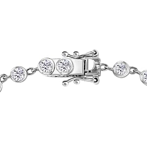 Luxuriant Lab Grown Diamond G-H SI 3.00 ctw Bracelet (7.25In) and Solitaire Stud Earrings in Rhodium Over Sterling Silver