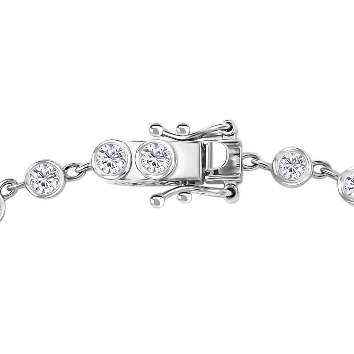 Luxuriant Lab Grown Diamond G-H SI 3.00 ctw Bracelet (8.0In) and Solitaire Stud Earrings in Rhodium Over Sterling Silver image number 3