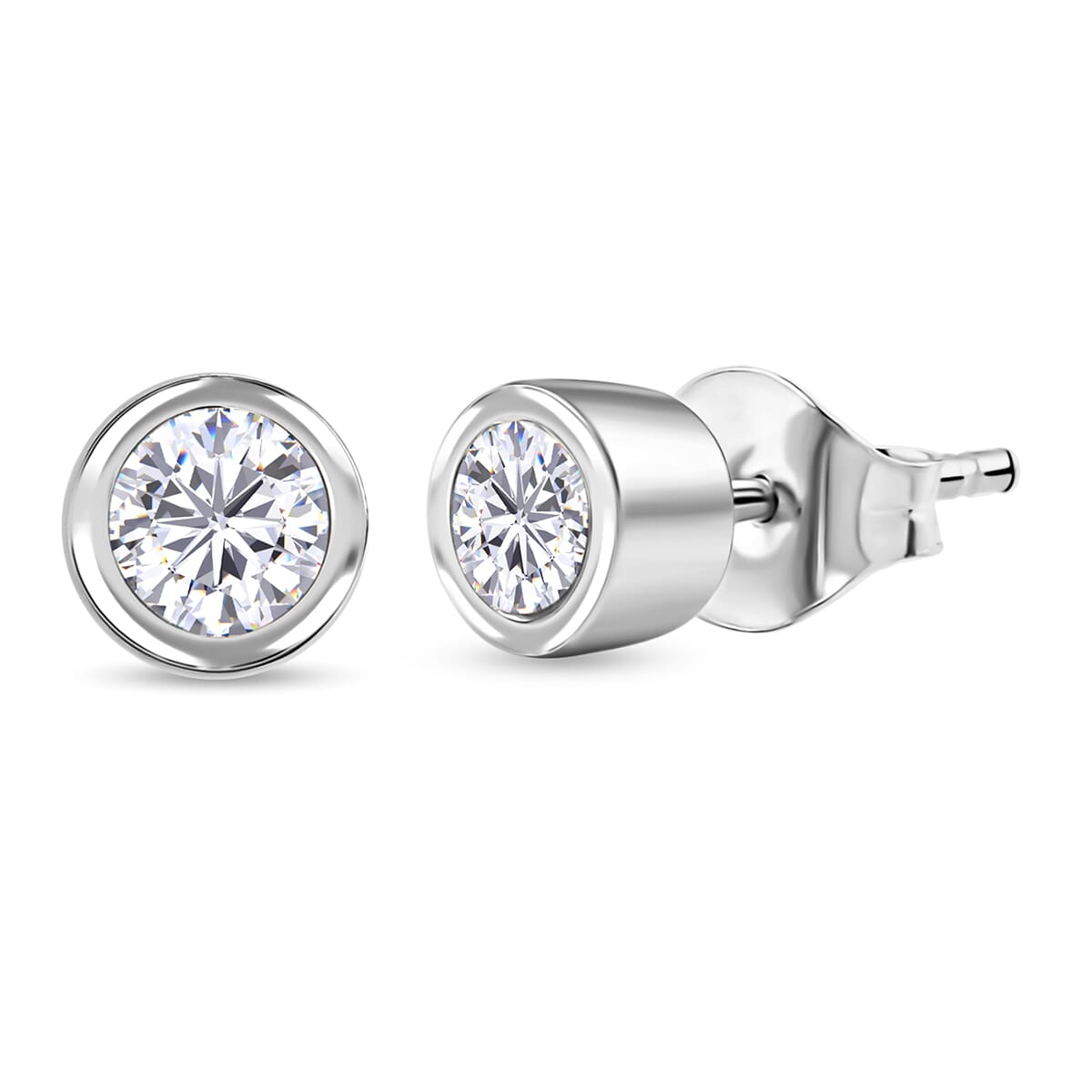Luxuriant Lab Grown Diamond G-H SI 3.00 ctw Bracelet (8.0In) and Solitaire Stud Earrings in Rhodium Over Sterling Silver image number 4