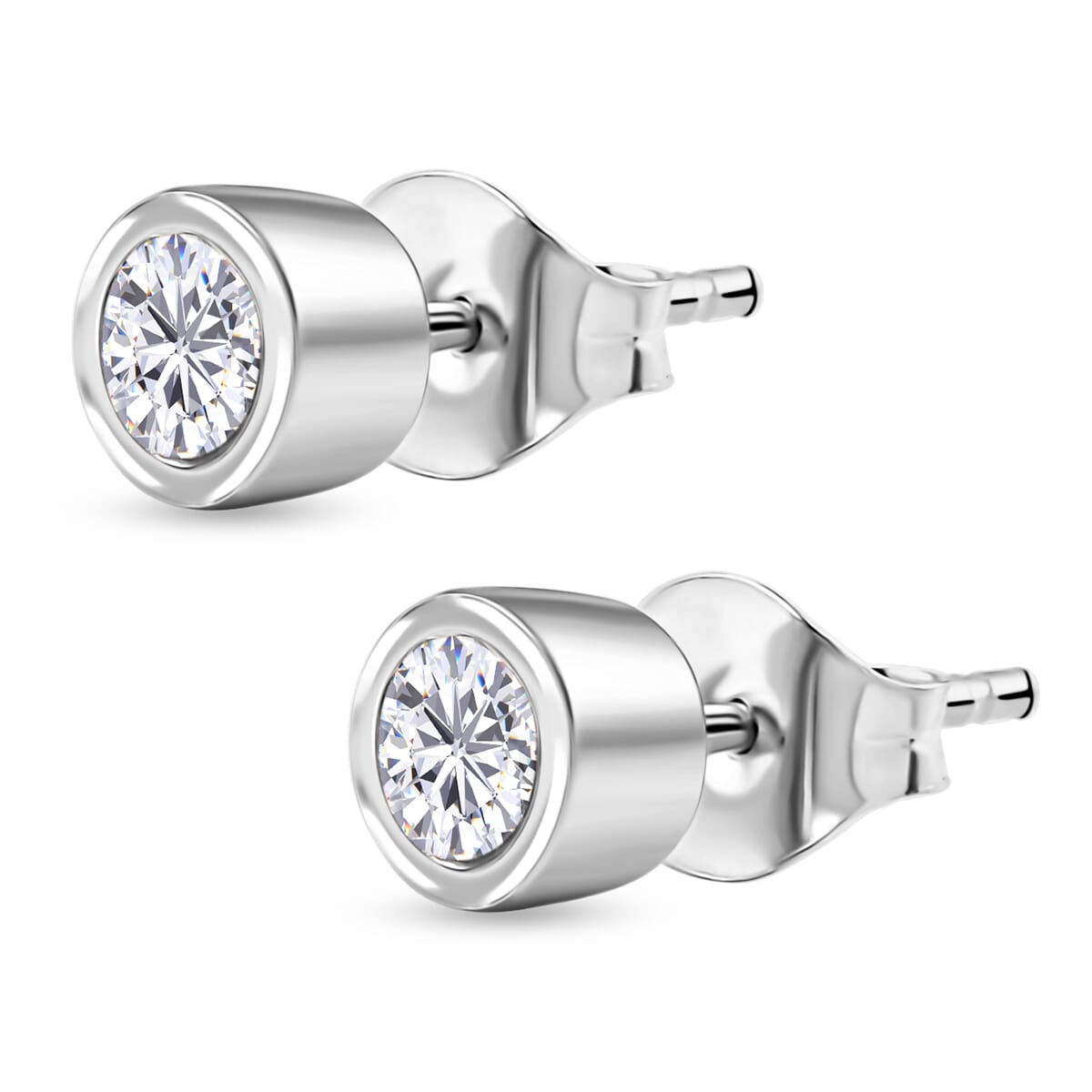 Luxuriant Lab Grown Diamond G-H SI 3.00 ctw Bracelet (8.0In) and Solitaire Stud Earrings in Rhodium Over Sterling Silver image number 5