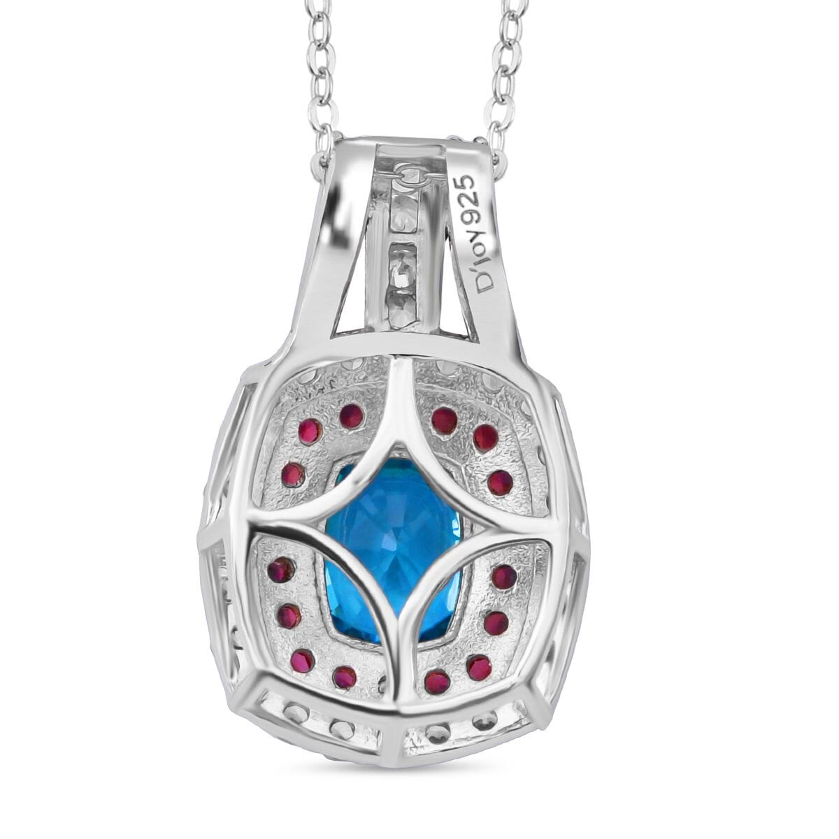 Cambodian Blue Zircon, White and Brown Zircon 4.40 ctw Oceanic Opulence Pendant Necklace in Rhodium Over Sterling Silver 20 Inches image number 4