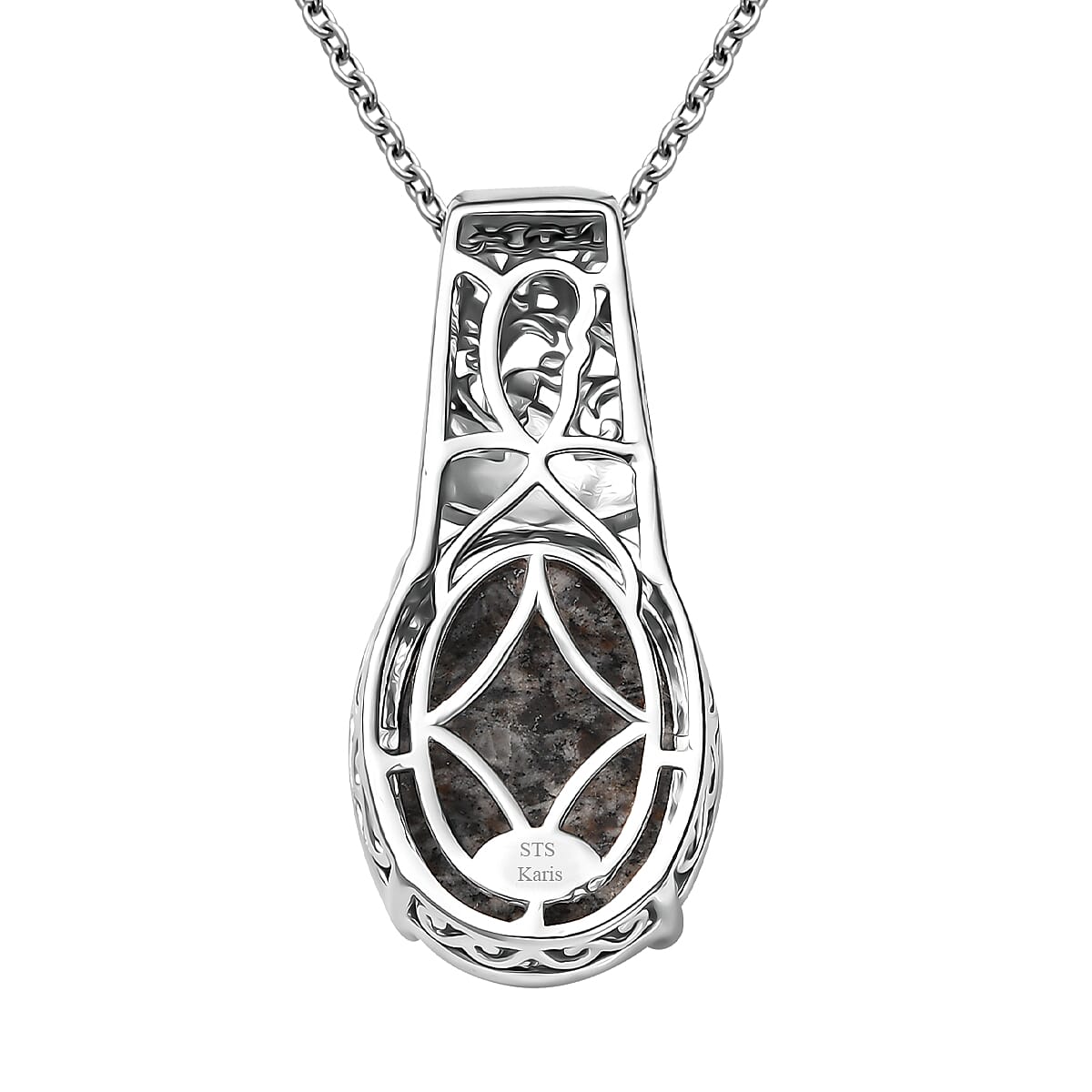 Karis Natural Yooperlite 12.50 ctw Baroque Majesty Pendant in 18K YG Plated and Platinum Bond with Stainless Steel Necklace and Free UV Flash Light 20 Inches