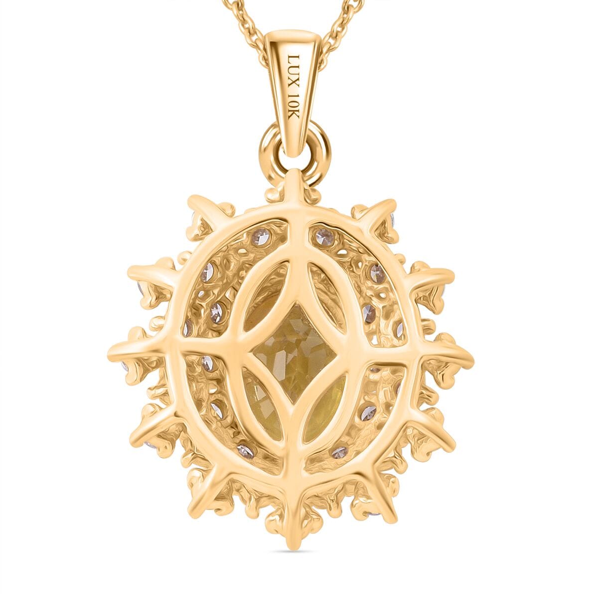 AAA Madagascar Yellow Sapphire and Luxuriant Lab Grown Diamond SI 2.15 ctw Celestial Bloom Pendant Necklace in 10K Yellow Gold 18 Inches image number 4