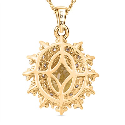 AAA Madagascar Yellow Sapphire and Luxuriant Lab Grown Diamond SI 2.15 ctw Celestial Bloom Pendant Necklace in 10K Yellow Gold 18 Inches