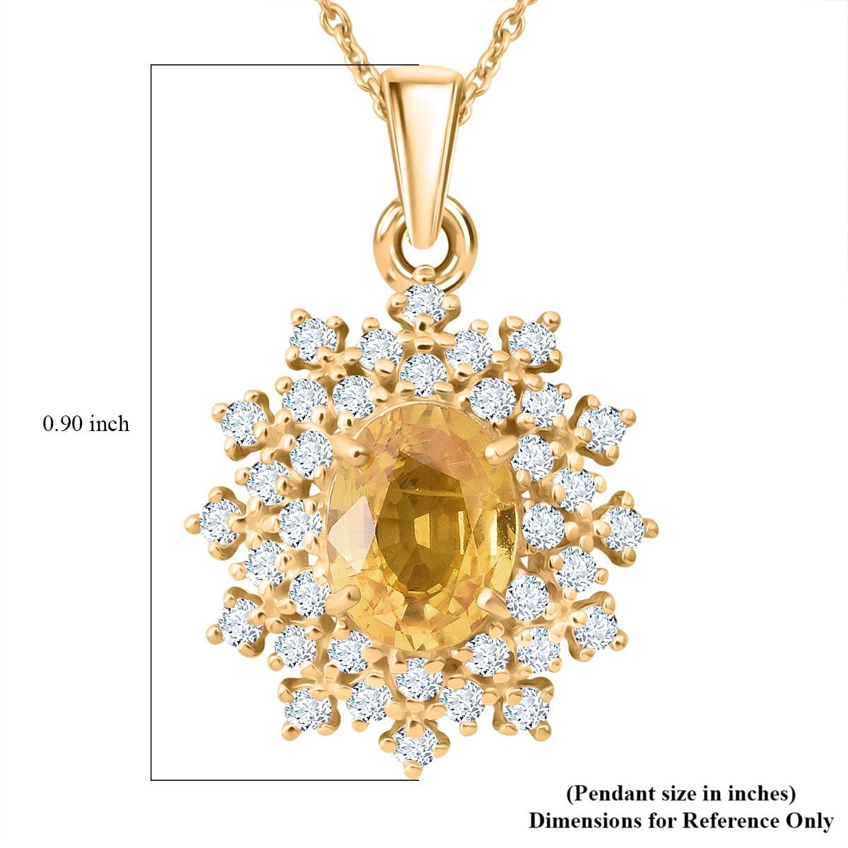 AAA Madagascar Yellow Sapphire and Luxuriant Lab Grown Diamond SI 2.15 ctw Celestial Bloom Pendant Necklace in 10K Yellow Gold 18 Inches image number 6