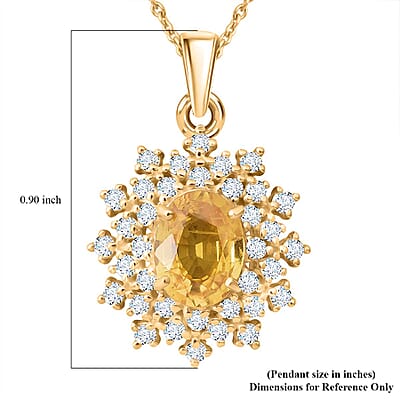 AAA Madagascar Yellow Sapphire and Luxuriant Lab Grown Diamond SI 2.15 ctw Celestial Bloom Pendant Necklace in 10K Yellow Gold 18 Inches
