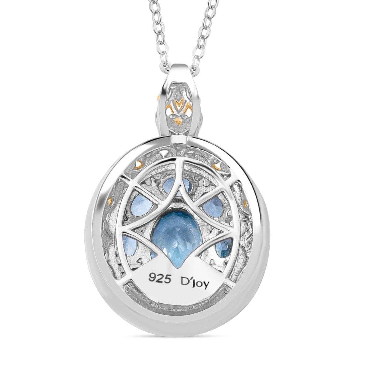 Premium Cambodian Blue Zircon 4.00 ctw Pendant Necklace in Vermeil YG and Rhodium Over Sterling Silver 20 Inches image number 4