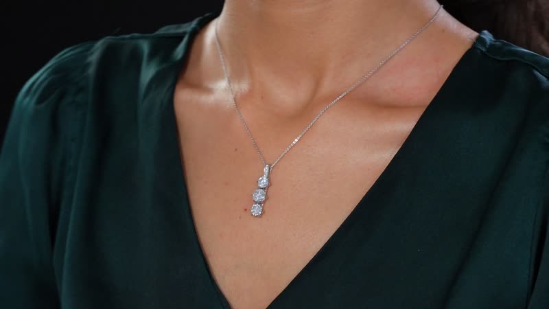 One Time Only Moissanite (Rnd 7mm) Pendant Necklace (20 Inches) in Rhodium Over Sterling Silver 2.90 ctw
