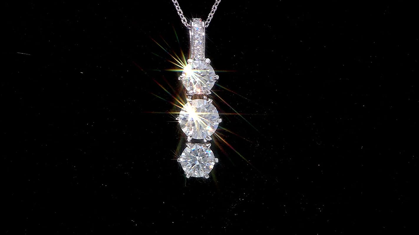 One Time Only Moissanite (Rnd 7mm) Pendant Necklace (20 Inches) in Rhodium Over Sterling Silver 2.90 ctw