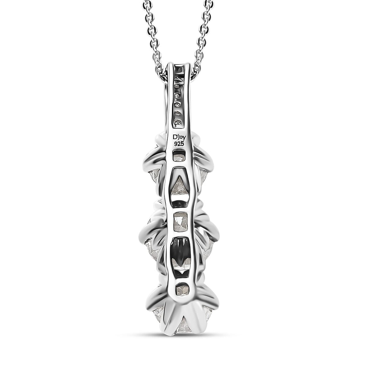 Moissanite 2.90 ctw Pendant Necklace 20 Inches in Rhodium Over Sterling Silver