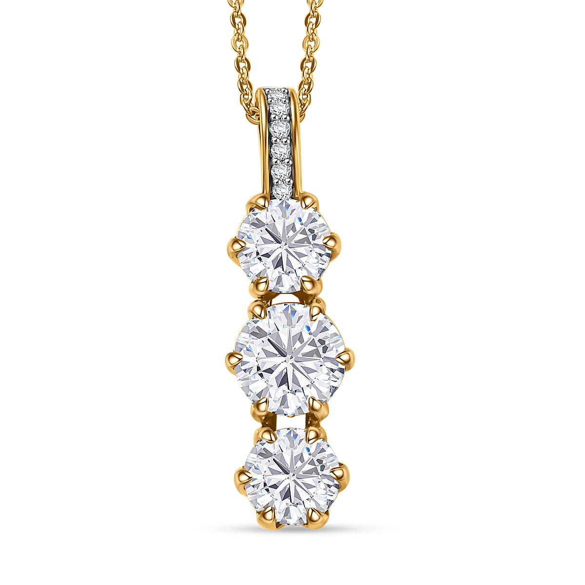 One Time Only Moissanite (Rnd 7mm) Pendant Necklace (20 Inches) in Rhodium Over Sterling Silver 2.90 ctw