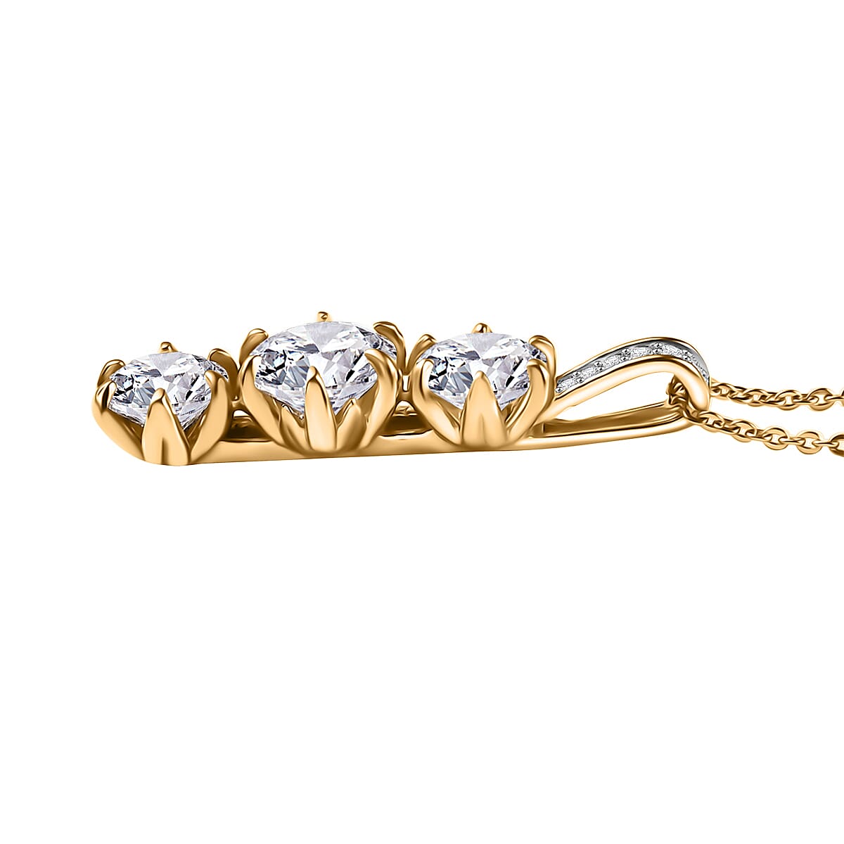 Moissanite 2.90 ctw Pendant Necklace 20 Inches in 18K Vermeil Yellow Gold Over Sterling Silver