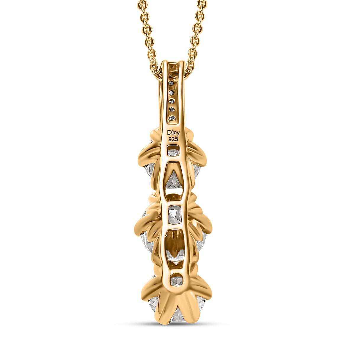 Moissanite 2.90 ctw Pendant Necklace 20 Inches in 18K Vermeil Yellow Gold Over Sterling Silver