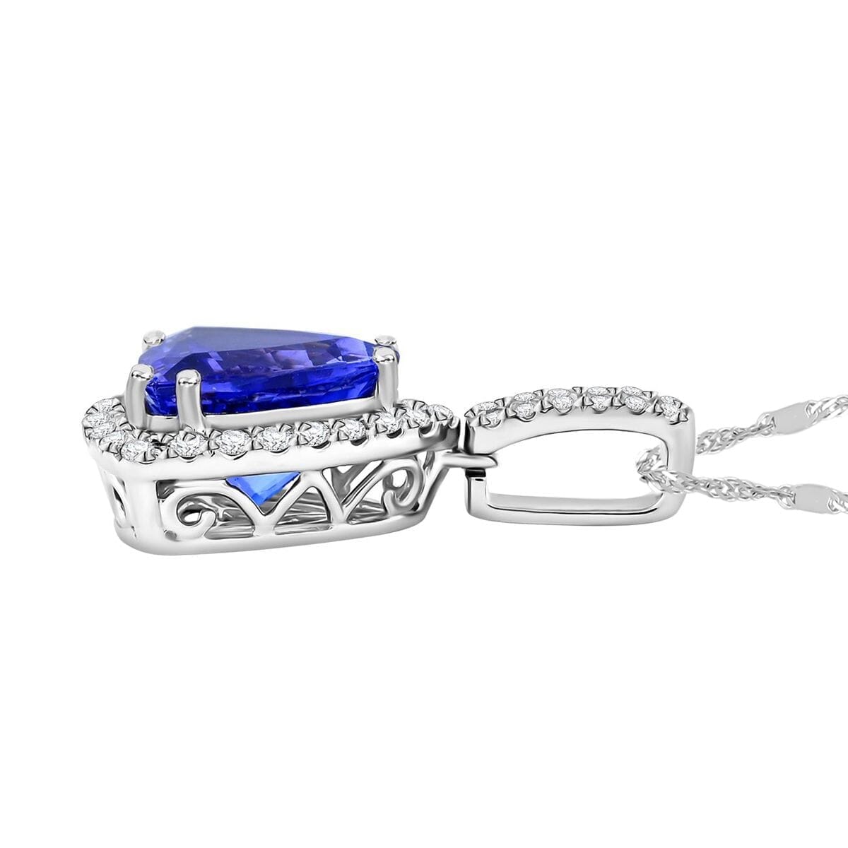 Certified & Appraised Rhapsody AAAA Tanzanite and E-F VS Diamond 4.05 ctw Pendant Necklace in 950 Platinum 18 Inches 6.08 Grams image number 3