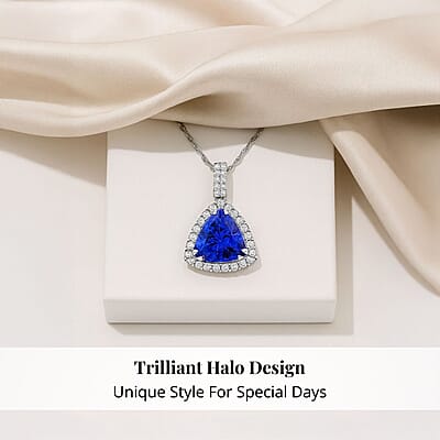 Certified & Appraised Rhapsody AAAA Tanzanite and E-F VS Diamond 4.05 ctw Pendant Necklace in 950 Platinum 18 Inches 6.08 Grams