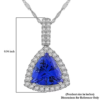 Certified & Appraised Rhapsody AAAA Tanzanite and E-F VS Diamond 4.05 ctw Pendant Necklace in 950 Platinum 18 Inches 6.08 Grams