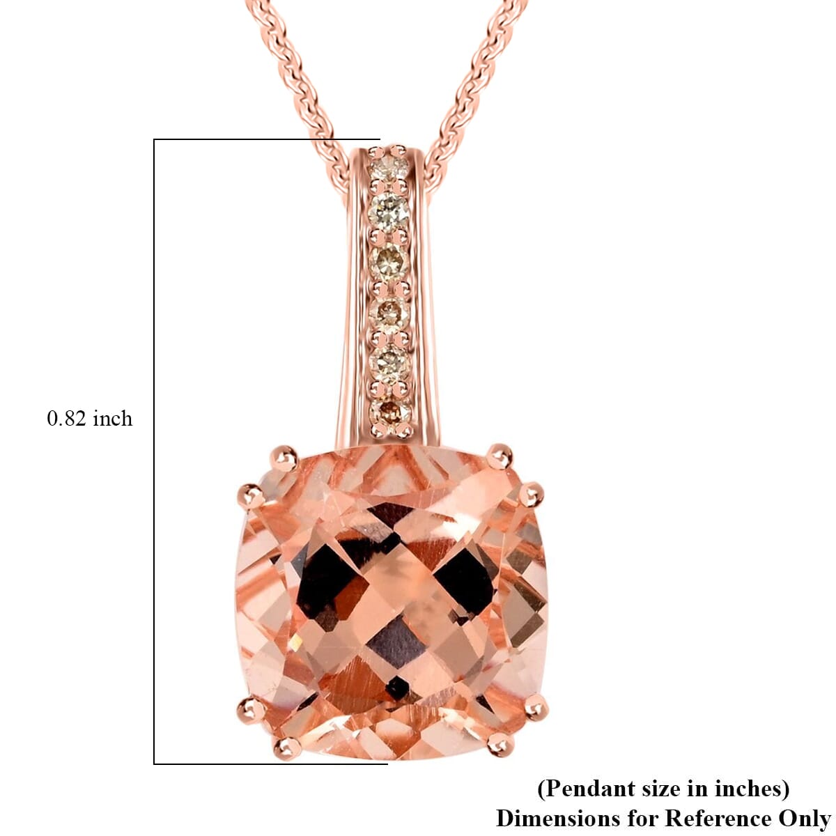 Certified & Appraised Luxoro AAA Marropino Morganite and G-H I2 Diamond 3.75 ctw Pendant Necklace in 14K Rose Gold 18 Inches image number 5