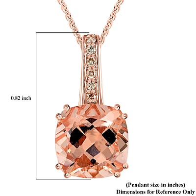 Certified & Appraised Luxoro AAA Marropino Morganite and G-H I2 Diamond 3.75 ctw Pendant Necklace in 14K Rose Gold 18 Inches