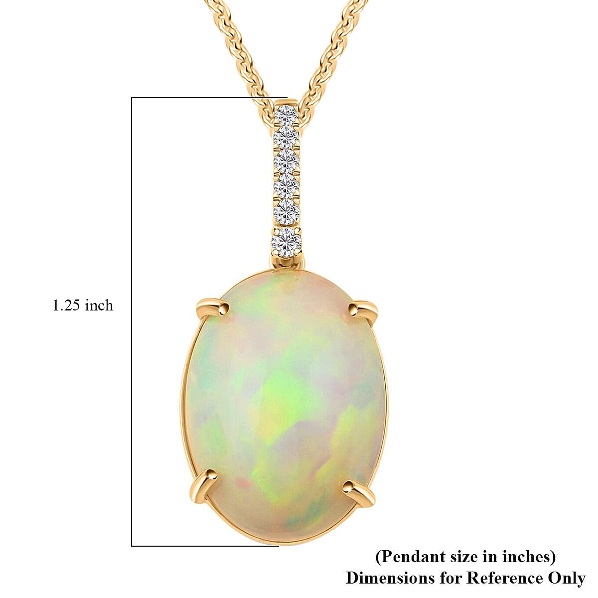 Certified & Appraised Luxoro AAA Ethiopian Welo Opal and G-H I2 Diamond 6.94 ctw Pendant Necklace in 10K Yellow Gold 18 Inches
