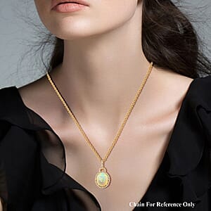 Certified & Appraised Luxoro AAA Ethiopian Welo Opal and G-H I2 Diamond 3.60 ctw Pendant Necklace in 10K Yellow Gold 18 Inches