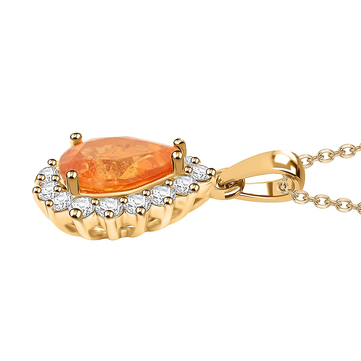 Certified & Appraised Luxoro AAA Fanta Garnet and G-H I2 Diamond 1.55 ctw Pendant Necklace in 10K Yellow Gold 18 Inches