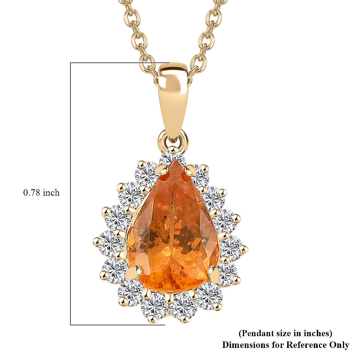 Certified & Appraised Luxoro AAA Fanta Garnet and G-H I2 Diamond 1.55 ctw Pendant Necklace in 10K Yellow Gold 18 Inches