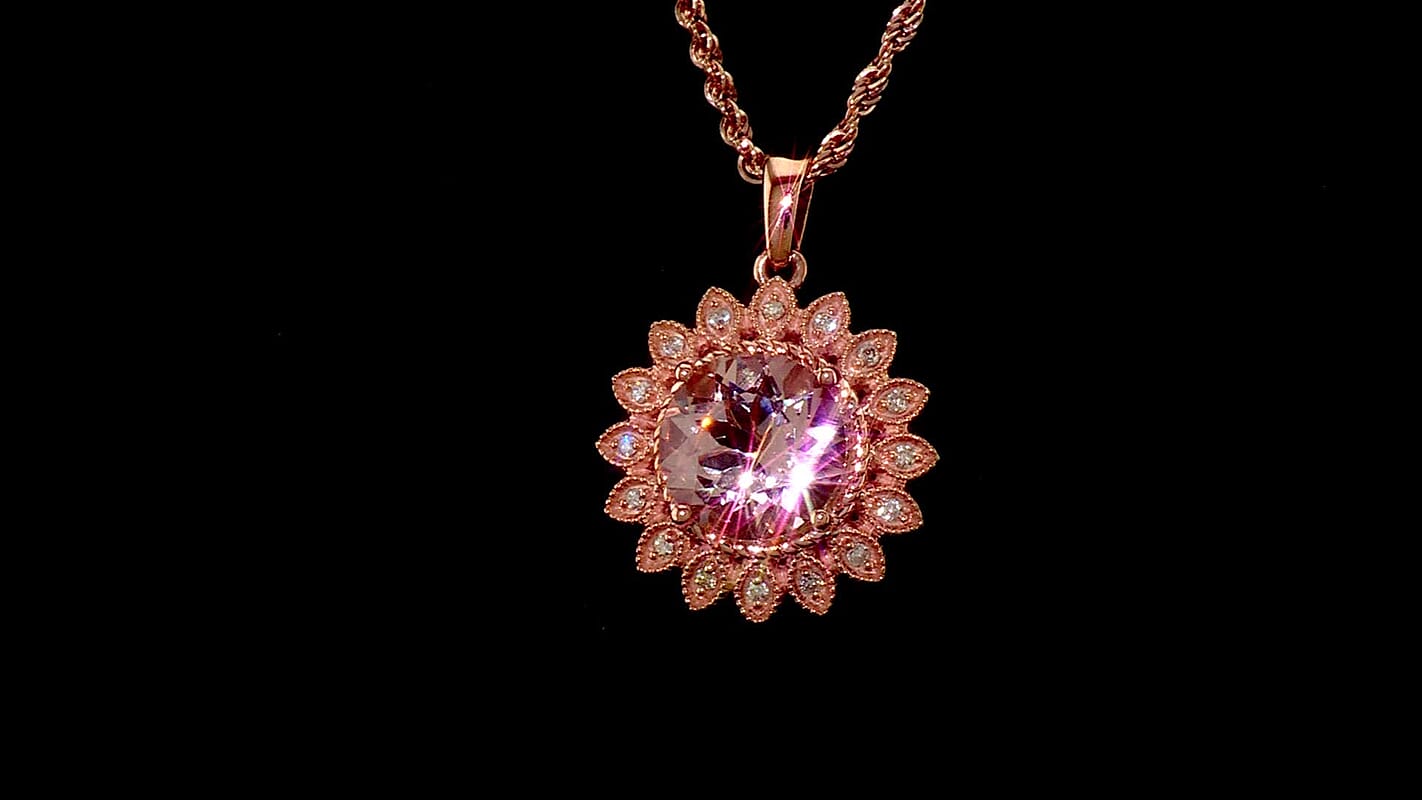 Certified & Appraised Luxoro AAA Marropino Morganite and G-H I2 Diamond 3.50 ctw Pendant Necklace in 10K Rose Gold 18 Inches