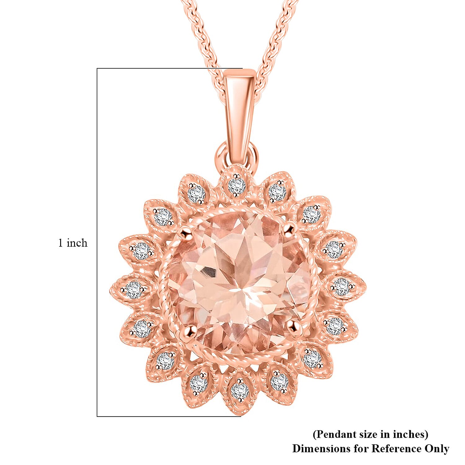 Certified & Appraised Luxoro AAA Marropino Morganite and G-H I2 Diamond 3.50 ctw Pendant Necklace in 10K Rose Gold 18 Inches