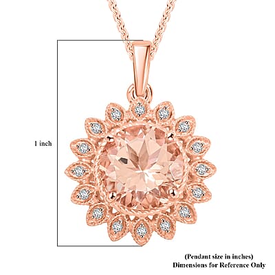 Certified & Appraised Luxoro AAA Marropino Morganite and G-H I2 Diamond 3.50 ctw Pendant Necklace in 10K Rose Gold 18 Inches