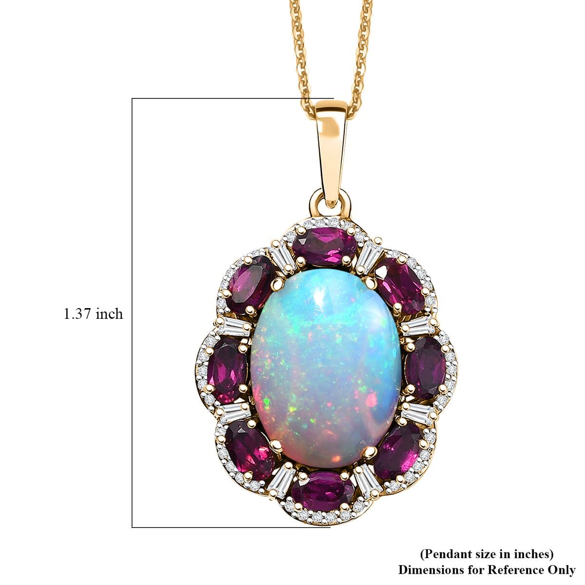 Ethiopian Welo Opal and Multi Gemstone 10.30 ctw Pendant Necklace in 18K Vermeil Yellow Gold Over Sterling Silver 20 Inches image number 6