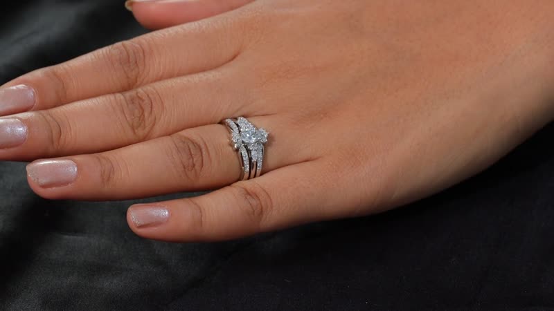Set of 2 Luxuriant Lab Grown Diamond (VS) Ring in Rhodium Over Sterling Silver (Size 6.00) 0.90 ctw