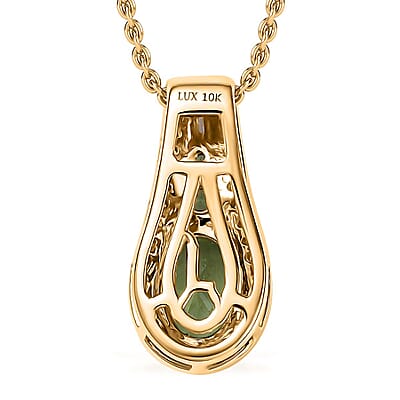 Luxoro Premium Tsavorite Garnet and White Diamond SI 1.10 ctw Pendant Necklace in 10K Yellow Gold 20 Inches