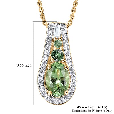 Luxoro Premium Tsavorite Garnet and White Diamond SI 1.10 ctw Pendant Necklace in 10K Yellow Gold 20 Inches